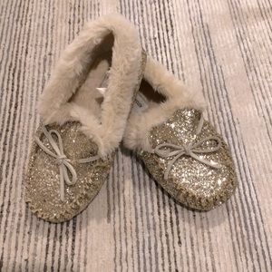 Jcrew crew cuts golden slippers